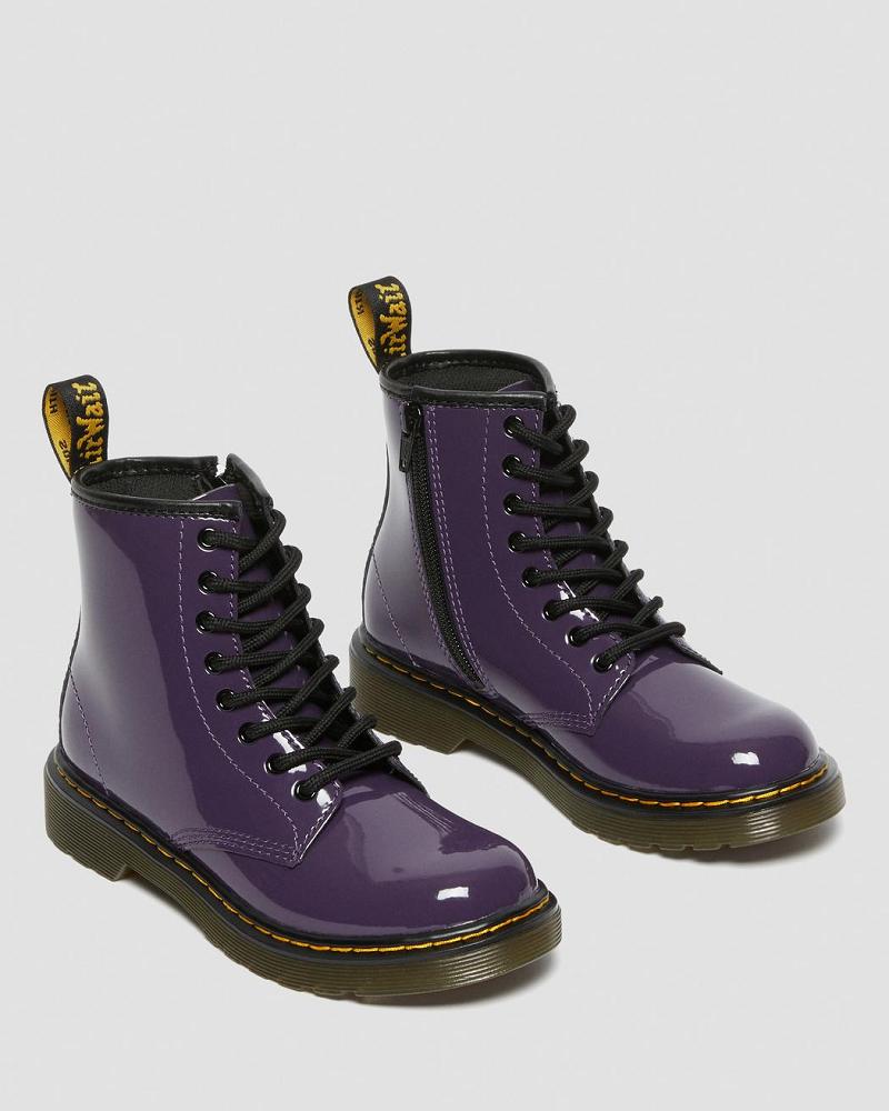 Dr Martens Junior 1460 Lak Læder Snørestøvler Børn Lilla | DK 686EBC